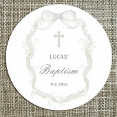 White Ribbon Baby's Breath Doop Ronde Sticker