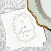 White Ribbon Baby's Breath Doop Servet