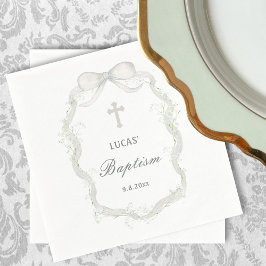 White Ribbon Baby's Breath Doop Servet