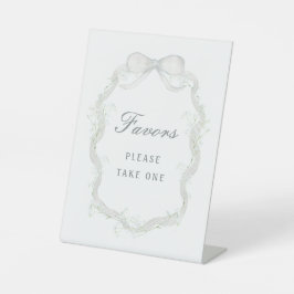 White Ribbon Baby's Breath Favors Reclamebord Met Voetstuk
