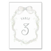 White Ribbon Baby's Breath Table Nummer Kaart (Achterkant)