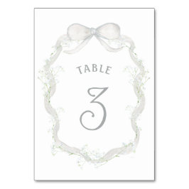 White Ribbon Baby's Breath Table Nummer Kaart
