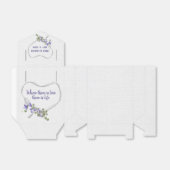 White Ribbon Heart and Purple Flowers Favor Box Bedankdoosjes (Uitgevouwen)