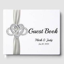 White Ribbon Infinity Heart Bruiloft Gastenboek