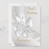 White Ribbon Popular Birthday Invitation Kaart (Voorkant)
