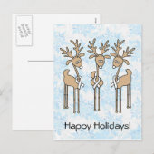 White Ribbon Reindeer Feestdagenkaart (Voorkant / Achterkant)