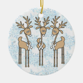 White Ribbon Reindeer Keramisch Ornament