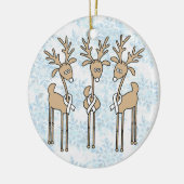 White Ribbon Reindeer Keramisch Ornament (Links)