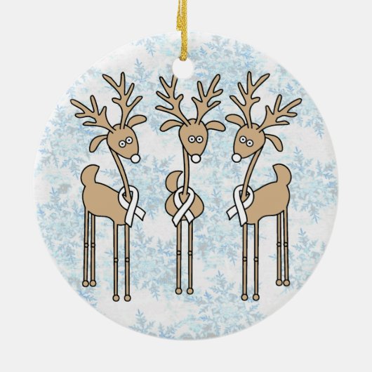 White Ribbon Reindeer Keramisch Ornament (Achterkant)