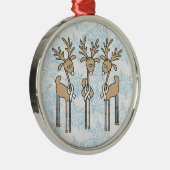 White Ribbon Reindeer Metalen Ornament (Rechts)
