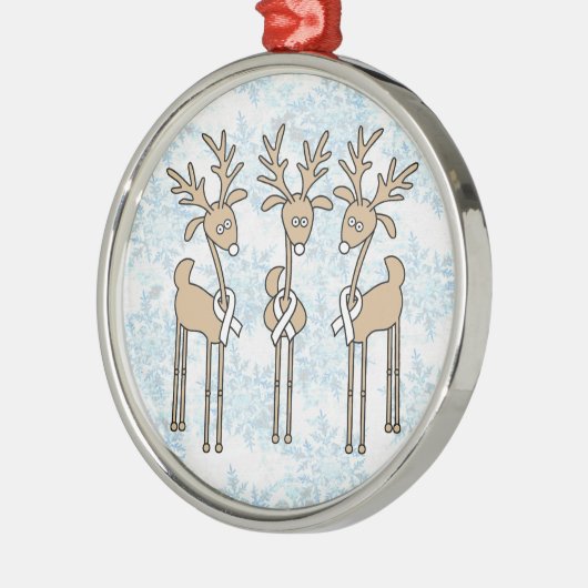 White Ribbon Reindeer Metalen Ornament (Links)
