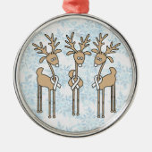 White Ribbon Reindeer Metalen Ornament (Voorkant)