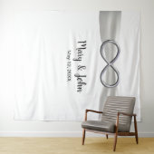 White Ribbon Silver Infinity Wedding Backdrop Wandkleed (In Situ (horizontaal))