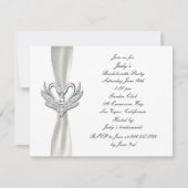 White Ribbon Silver Swan Bachelorette Party Invite Kaart (Voorkant)
