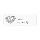 White Ribbon Silver Swans Adresetiketten Etiket (Voorkant)