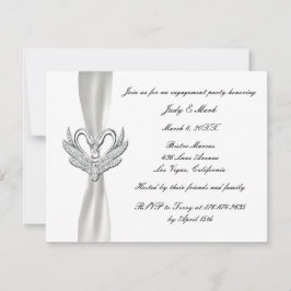 White Ribbon Silver Swans Engagement Party nodigt  Kaart