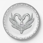 White Ribbon Silver Swans Paper Bord (Voorkant)
