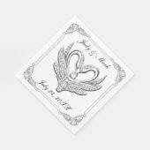 White Ribbon Silver Swans Paper Napkins Servetten (Hoek)