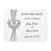 White Ribbon Silver Swans Save the Date Magnet Magneet (Horizontaal)