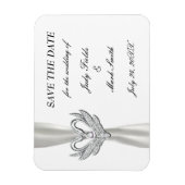White Ribbon Silver Swans Save the Date Magnet Magneet (Verticaal)