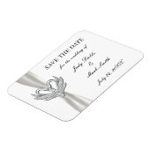 White Ribbon Silver Swans Save the Date Magnet Magneet (Linkerzijde)
