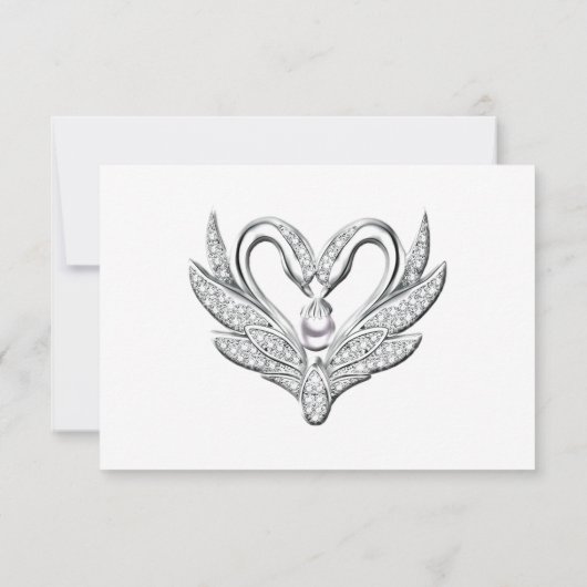 White Ribbon Silver Swans Table Place Card Kaart (Achterkant)