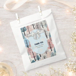 White Ribbon Winter Forest Snowflakes Baby shower Bedankzakje