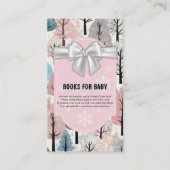 White Ribbon Winter Forest Snowflakes Baby shower Informatiekaartje (Voorkant)