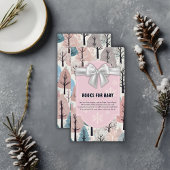 White Ribbon Winter Forest Snowflakes Baby shower Informatiekaartje