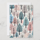 White Ribbon Winter Forest Snowflakes Baby shower Kaart (Achterkant)