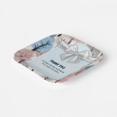 White Ribbon Winter Forest Snowflakes Baby shower Papieren Bordje (Gebogen)