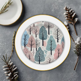 White Ribbon Winter Forest Snowflakes Baby shower Papieren Bordje