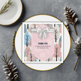 White Ribbon Winter Forest Snowflakes Baby shower Servet
