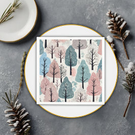 White Ribbon Winter Forest Snowflakes Baby shower Servet