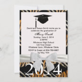 White Ribbon Zebra and Tiger Afstuderen Invitation Kaart (Voorkant)