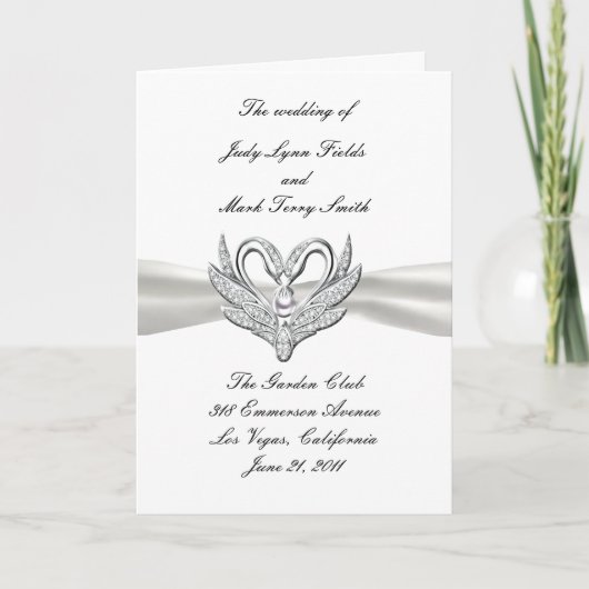 White Ribbon Zilveren Zwanen Programma Kaart (Voorkant)