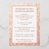 White Rings Roos Gold 50ste bruiloft Jubileum Folie Uitnodiging (Voorkant)