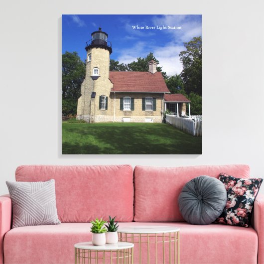 White River Light Station Canvas Afdruk (Insitu (Woonkamer))