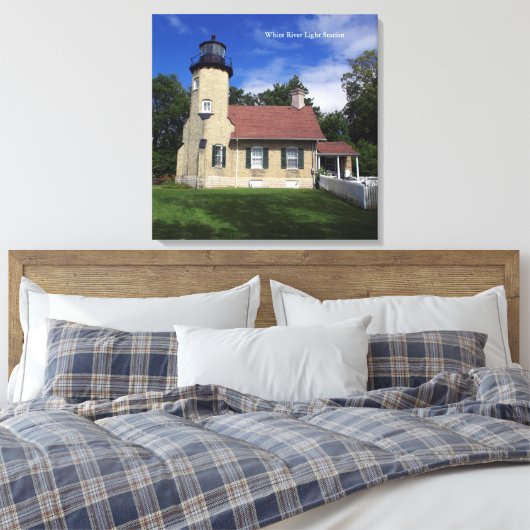 White River Light Station Canvas Afdruk (Insitu (Slaapkamer))