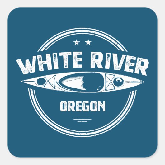 White River Oregon Kayak Vierkante Sticker (Voorkant)