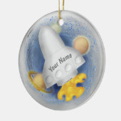White Rocketship Keramisch Ornament (Links)