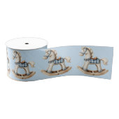 White Rocking Horse Blue Checkered Saddle Grosgrain Lint (Spoel)