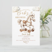 White Rocking Horse Genderneutraal Baby shower Kaart (Staand voorkant)