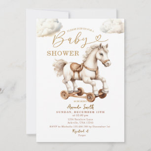 White Rocking Horse Genderneutraal Baby shower Kaart
