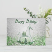 White Rocking Horse Vakantie Kerstmis Kaart (Staand voorkant)