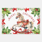 White Rocking Horse Vintage Inpakpapier Vel (Voorkant 3)