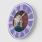 White Roman Numeral Border Lt Paars Photo Round Grote Klok (Hoek)