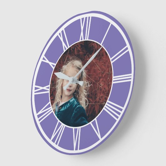 White Roman Numeral Border Lt Paars Photo Round Grote Klok (Hoek)