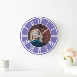 White Roman Numeral Border Lt Paars Photo Round Grote Klok