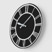 White Roman Numeral Border Pattern Black Round Grote Klok (Hoek)
